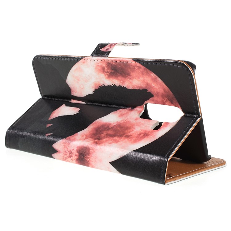 For Samsung Galaxy A6 (2018) Pattern Printing Wallet Stand Leather Case - Wolf Howling at the Moon-7