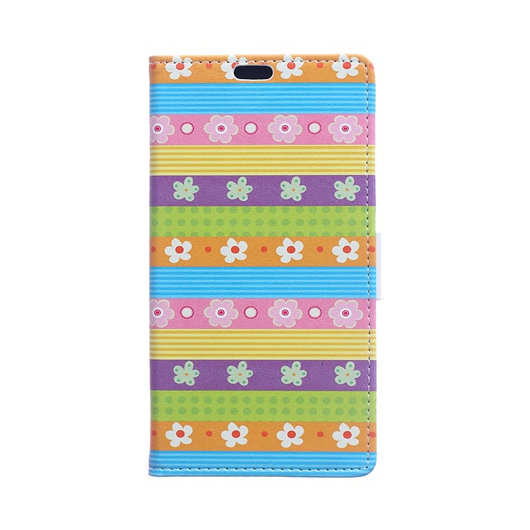 

Patterned PU Leather Wallet Stand Shell for Samsung Galaxy J7 Duo - Colorful Stripes & Flowers