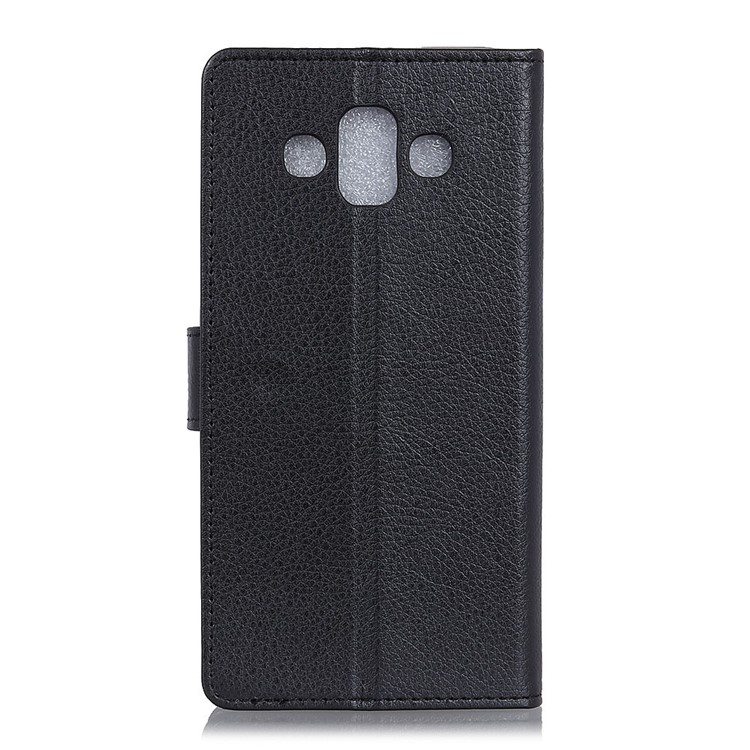 Litchi Skin Wallet Leather Phone Case for Samsung Galaxy J7 Duo - Black-5