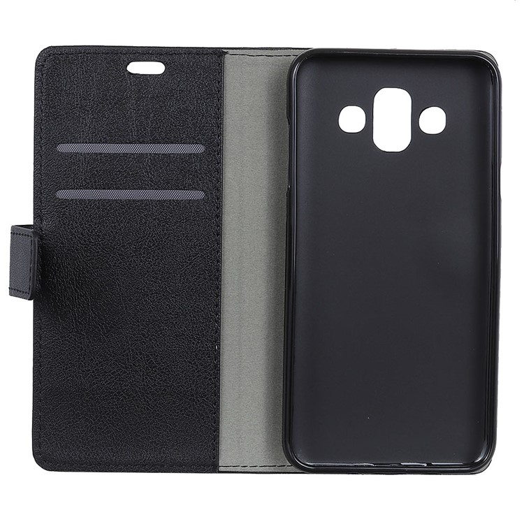 PU Leather Folio Flip Wallet Stand Case for Samsung Galaxy J7 Duo - Black-4