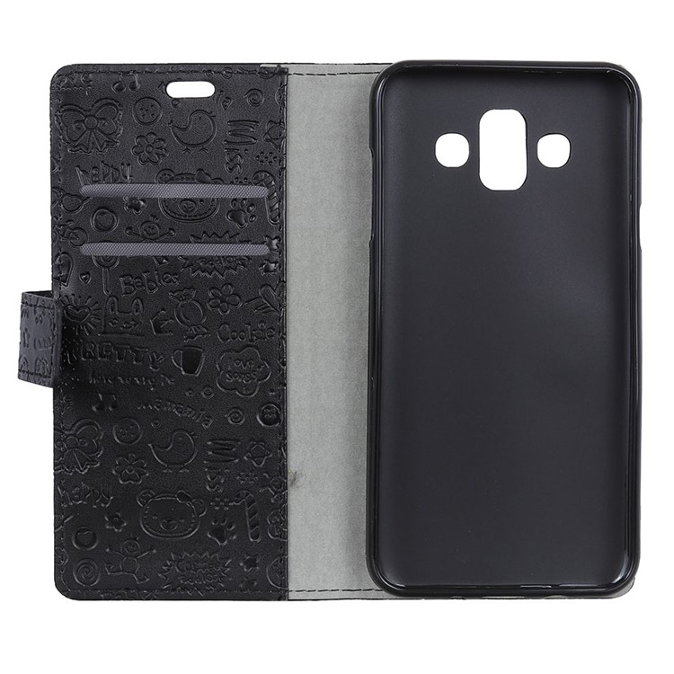 Cartoon Graffiti Wallet Stand Leather Case for Samsung Galaxy J7 Duo - Black-3