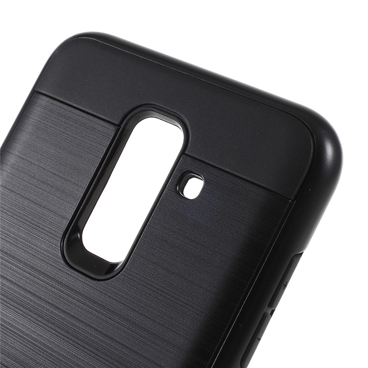 Brushed PC + TPU Hybrid Case for Samsung Galaxy A6+ (2018) - Black-4