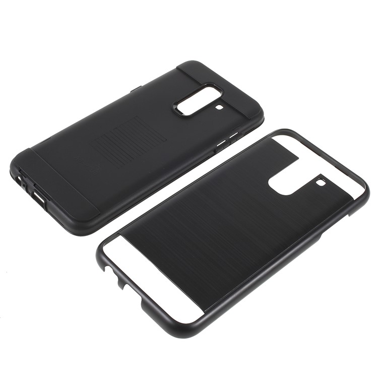 Brushed PC + TPU Hybrid Case for Samsung Galaxy A6+ (2018) - Black-6