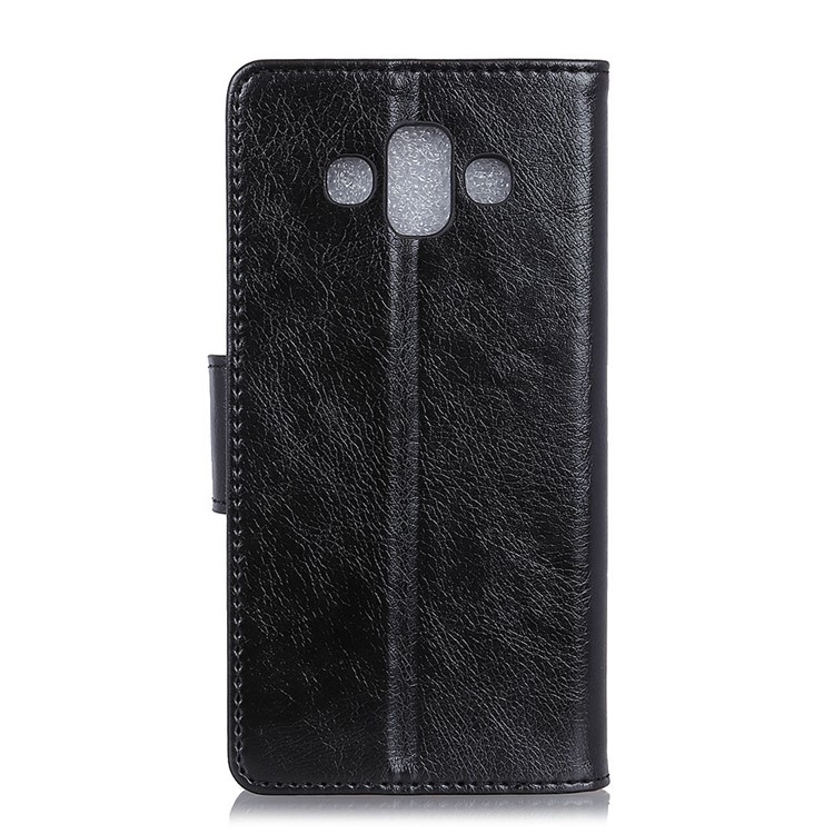 Textured Split Leather Wallet Stand Case for Samsung Galaxy J7 Duo - Black-4