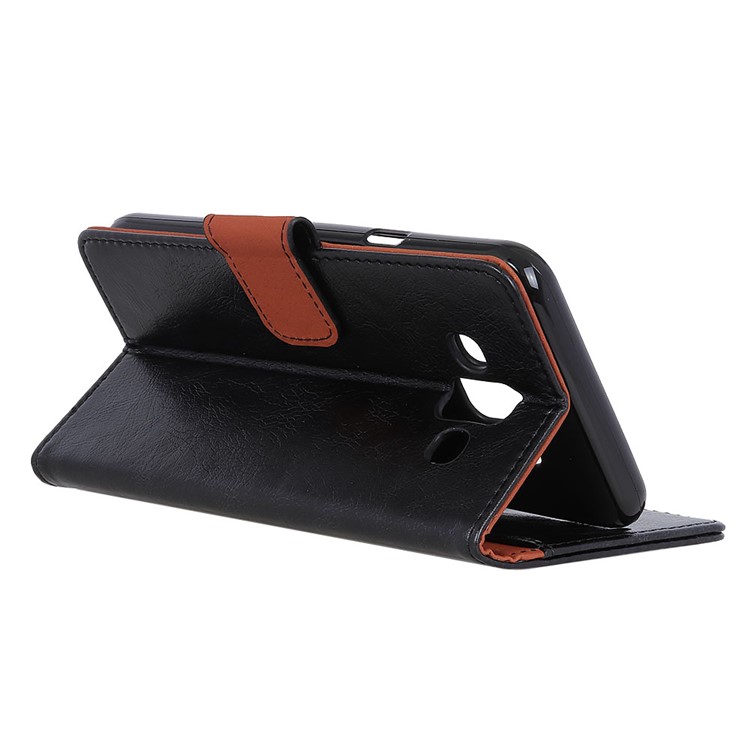 Textured Split Leather Wallet Stand Case for Samsung Galaxy J7 Duo - Black-6