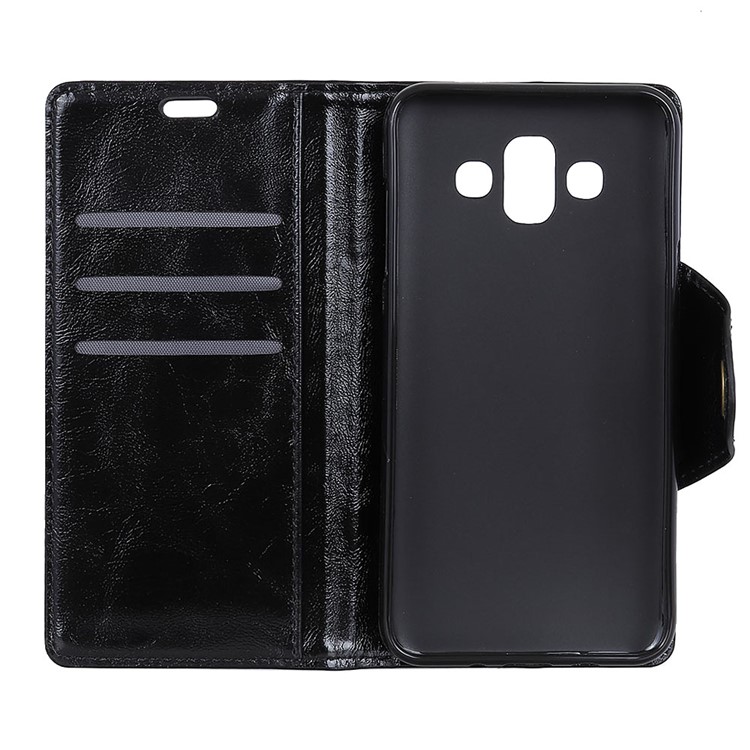 PU Leather Wallet Stand Case for Samsung Galaxy J7 Duo - Black-4
