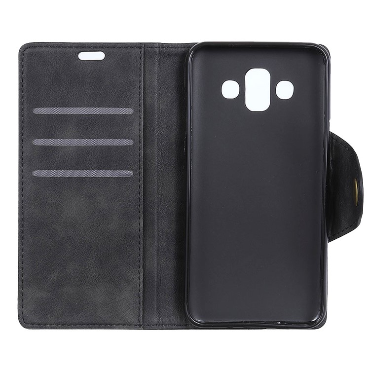 PU Leather Wallet Stand Mobile Casing for Galaxy J7 Duo - Black-7