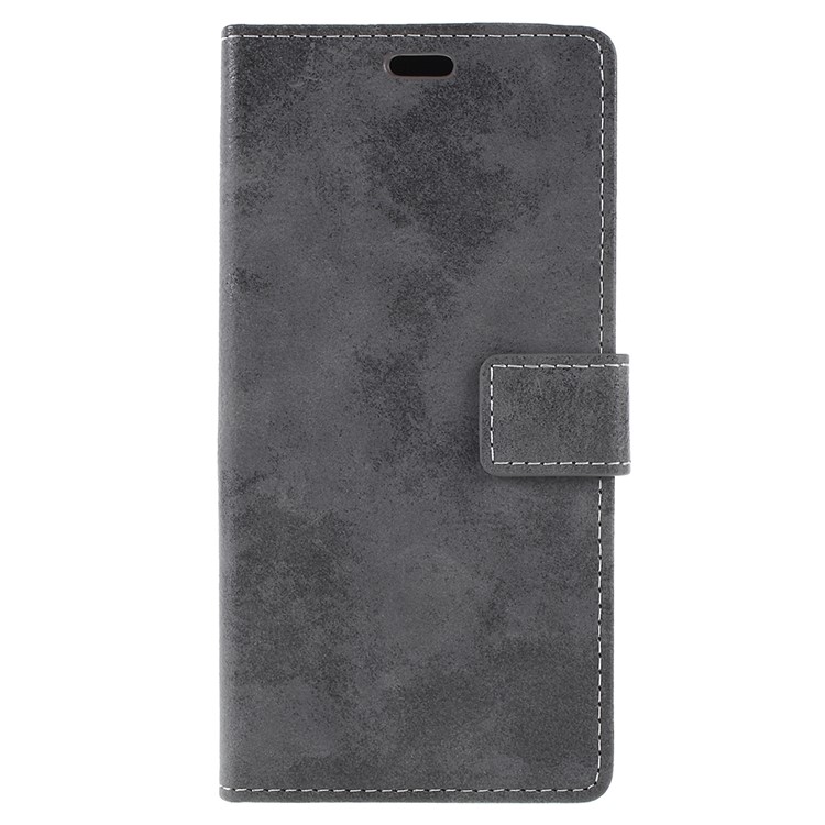 Vintage Style Leather Wallet Case for Samsung Galaxy A6+ (2018) - Grey-3