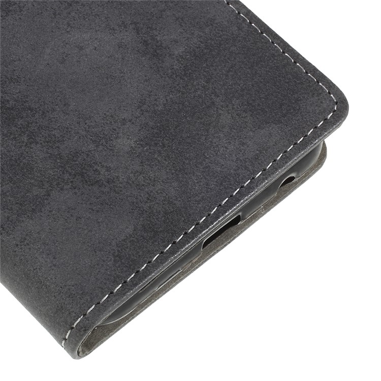 Vintage Style Leather Wallet Case for Samsung Galaxy A6+ (2018) - Grey-4