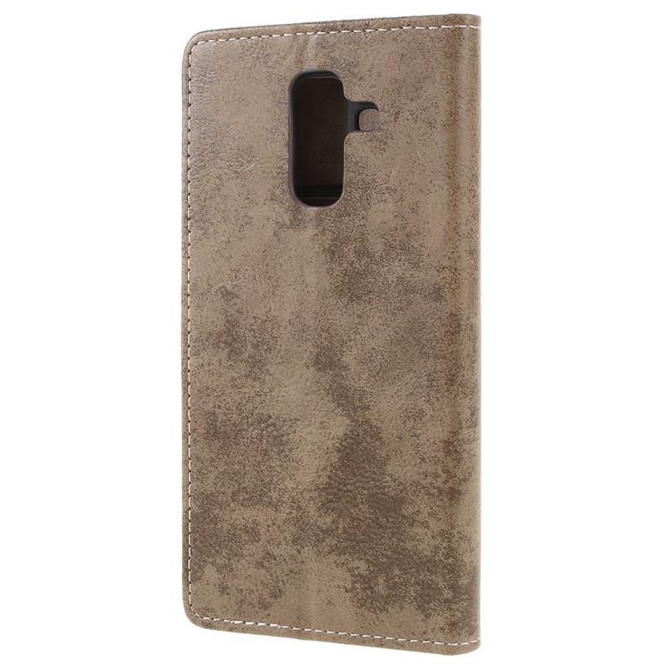Vintage Style Leather Stand Cover with Card Slots for Samsung Galaxy A6+ (2018) - Khaki-3