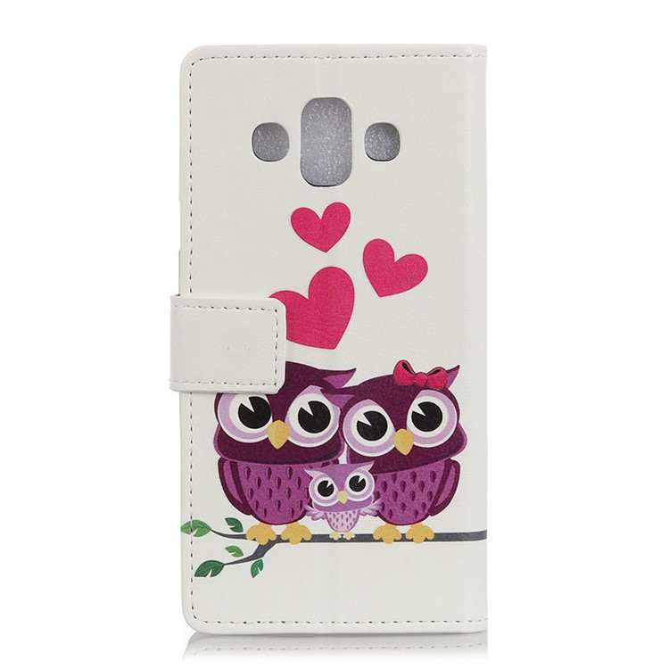 Pattern Printing Stand Leather Wallet Mobile Case for Samsung Galaxy J7 Duo - Sweet Owl Family-3