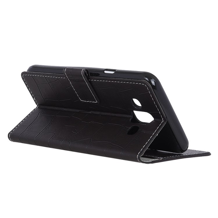 Crocodile Texture PU Leather Magnetic Wallet Cell Phone Cover for Samsung Galaxy J7 Duo - Black-5