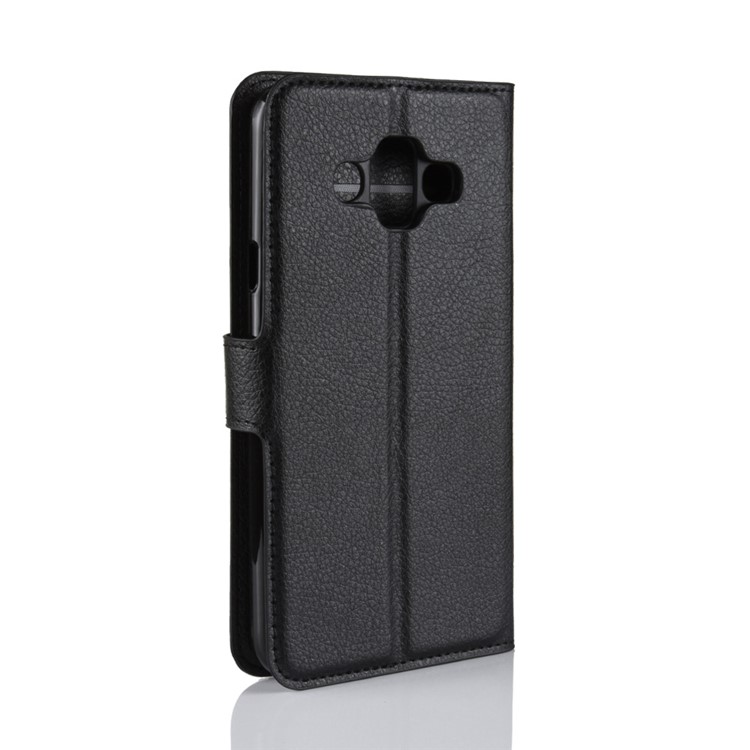 Litchi Skin PU Leather Magnetic Wallet Stand Case for Samsung Galaxy J7 Duo - Black-6