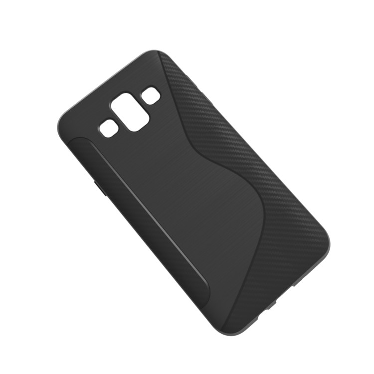 Carbon Fiber Brushed S Shape TPU Case for Samsung Galaxy J7 Duo - Black-2