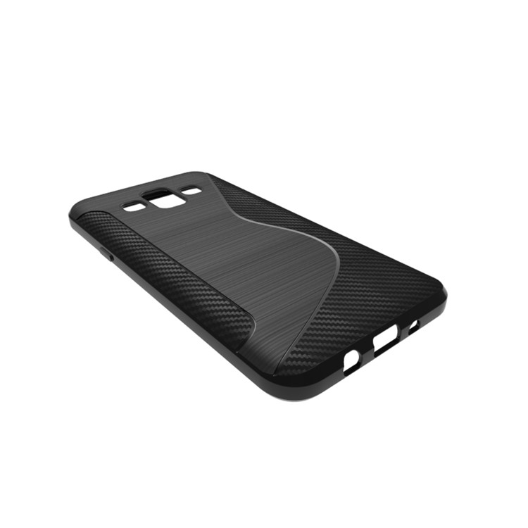 Carbon Fiber Brushed S Shape TPU Case for Samsung Galaxy J7 Duo - Black-3