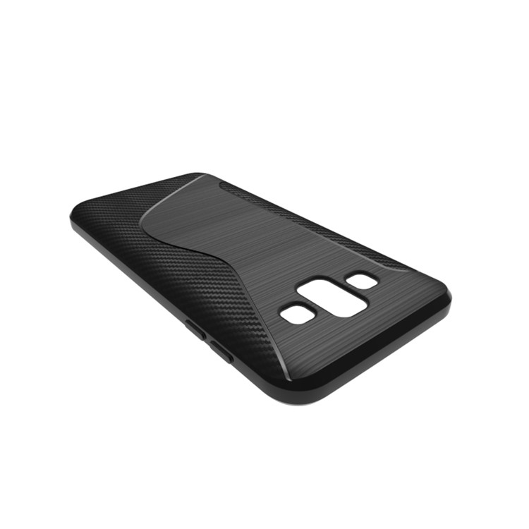 Carbon Fiber Brushed S Shape TPU Case for Samsung Galaxy J7 Duo - Black-4