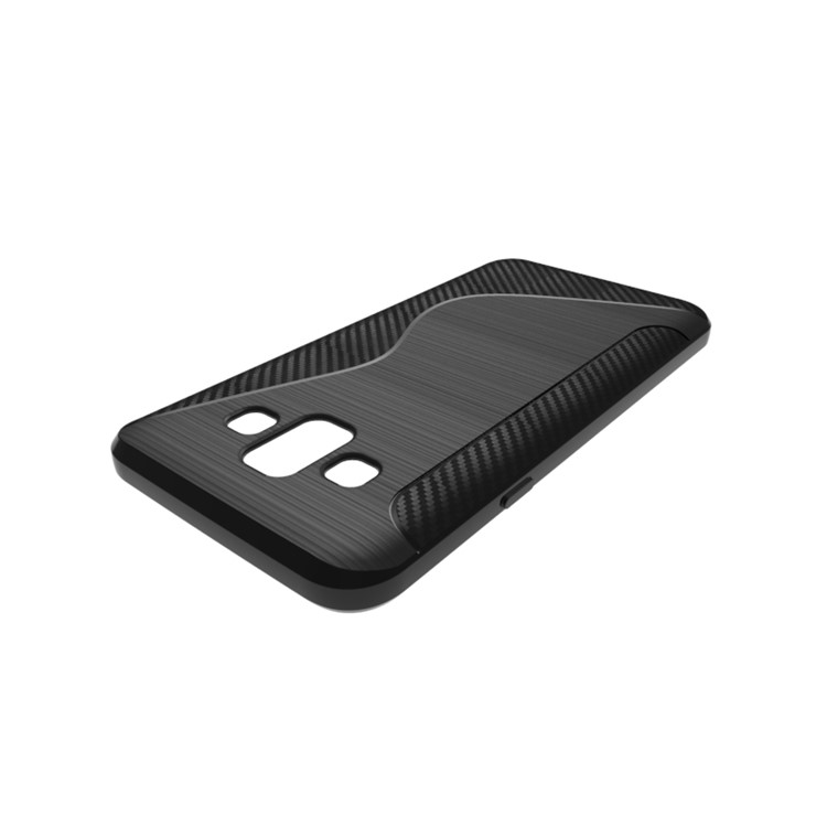 Carbon Fiber Brushed S Shape TPU Case for Samsung Galaxy J7 Duo - Black-5