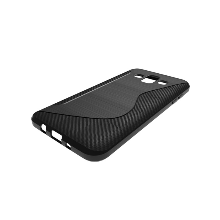Carbon Fiber Brushed S Shape TPU Case for Samsung Galaxy J7 Duo - Black-6