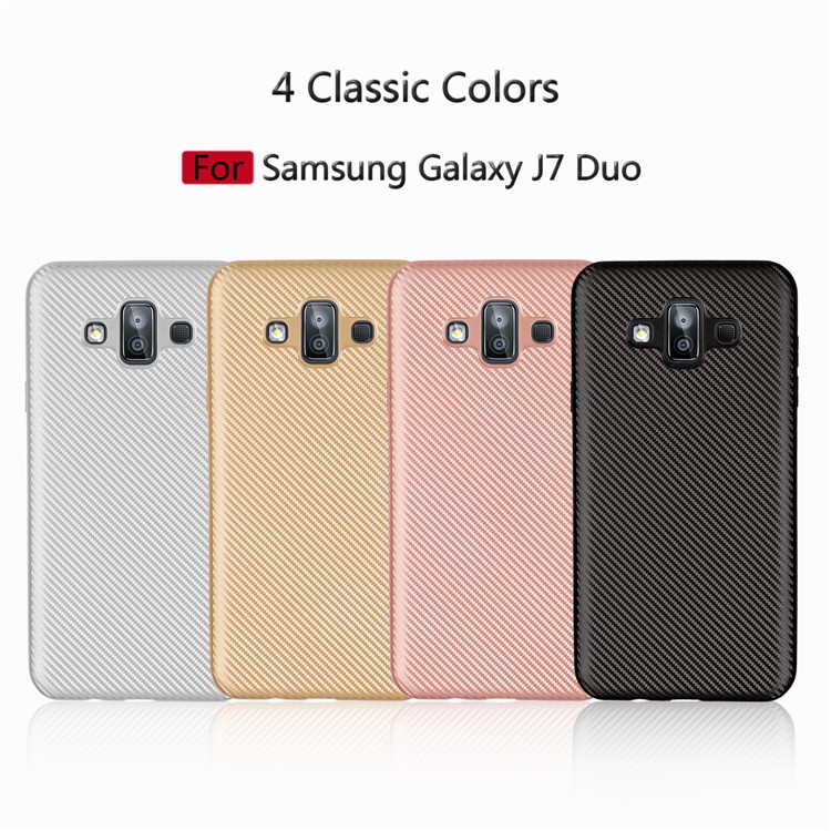 Carbon Fiber Texture Soft TPU Back Phone Case for Samsung Galaxy J7 Duo - Black-10