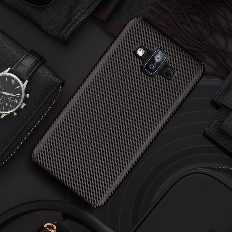 Carbon Fiber Texture Soft TPU Back Phone Case for Samsung Galaxy J7 Duo - Black-2
