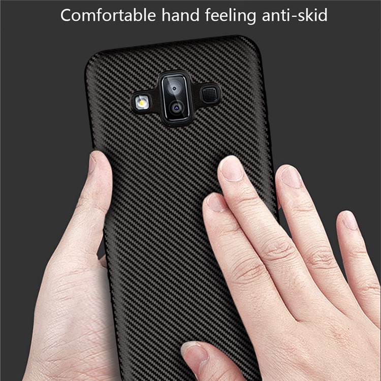 Carbon Fiber Texture Soft TPU Back Phone Case for Samsung Galaxy J7 Duo - Black-3