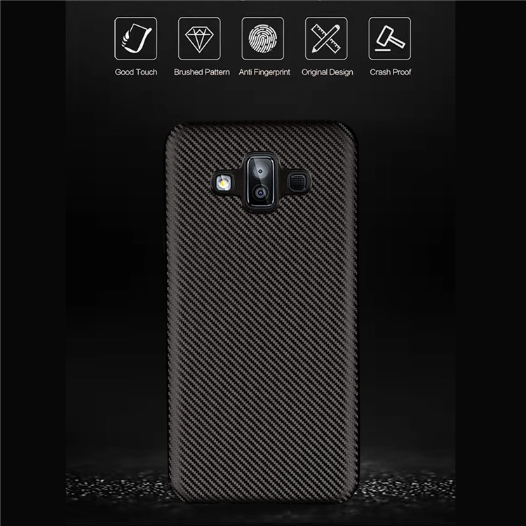 Carbon Fiber Texture Soft TPU Back Phone Case for Samsung Galaxy J7 Duo - Black-4