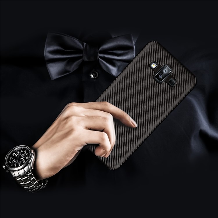 Carbon Fiber Texture Soft TPU Back Phone Case for Samsung Galaxy J7 Duo - Black-5