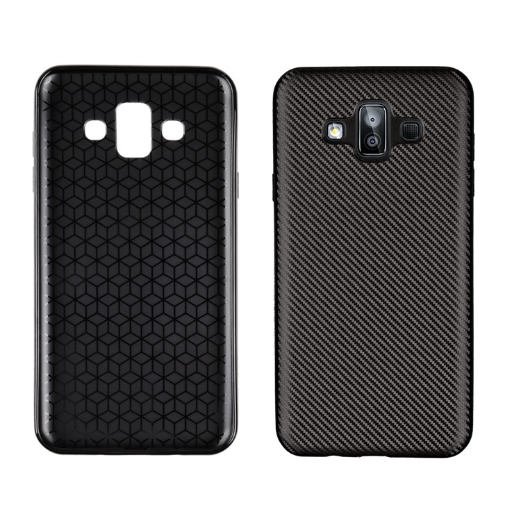 Carbon Fiber Texture Soft TPU Back Phone Case for Samsung Galaxy J7 Duo - Black-7