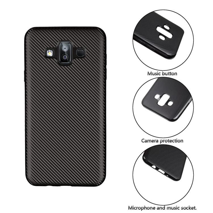 Carbon Fiber Texture Soft TPU Back Phone Case for Samsung Galaxy J7 Duo - Black-9