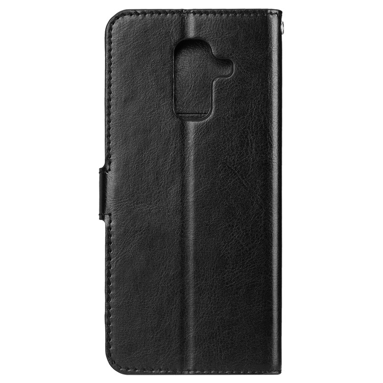 Crazy Horse Texture Wallet Stand Leather Phone Case for Samsung Galaxy A6+ (2018) - Black-2