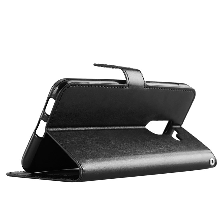 Crazy Horse Texture Wallet Stand Leather Phone Case for Samsung Galaxy A6+ (2018) - Black-5