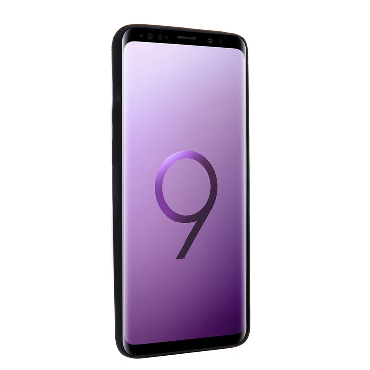For Samsung Galaxy S9+ G965 Kickstand Card Holder Leather Coated TPU Phone Case Built-in Magnetic Sheet - Black-2