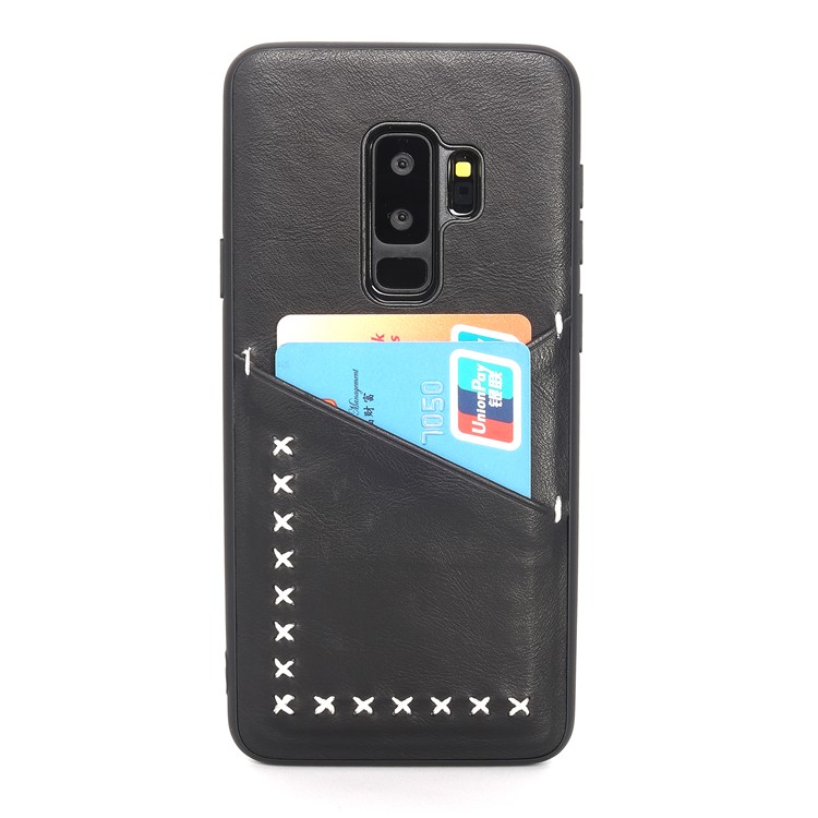 MUSUBO Two Card Slots PU Leather Coated TPU Protector Case for Samsung Galaxy S9+ G965 - Black-2