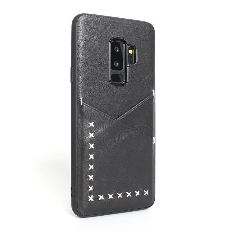 MUSUBO Two Card Slots PU Leather Coated TPU Protector Case for Samsung Galaxy S9+ G965 - Black-3