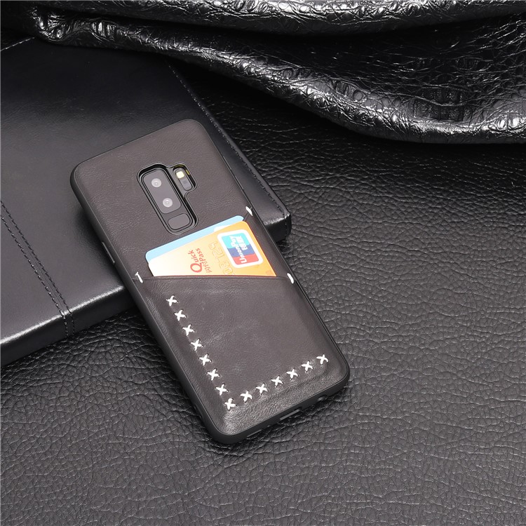 MUSUBO Two Card Slots PU Leather Coated TPU Protector Case for Samsung Galaxy S9+ G965 - Black-8