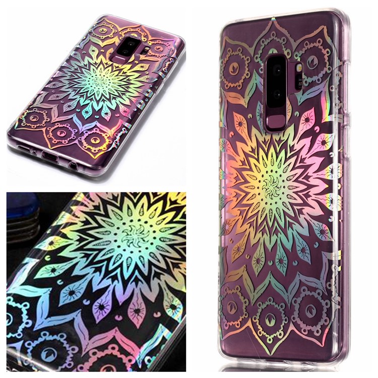 

Colorful Laser Carving Patterned TPU Phone Shell for Samsung Galaxy S9 Plus SM-G965 - Unique Flower, Galaxy S9+