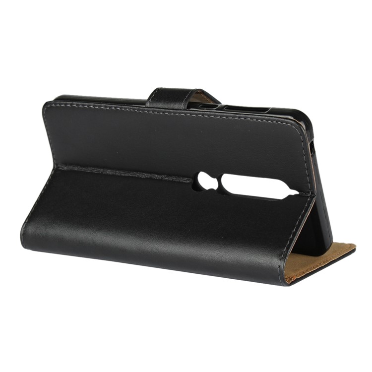 Split Leather Wallet Stand Flip Cover Case for Nokia 6 (2018) - Black-4