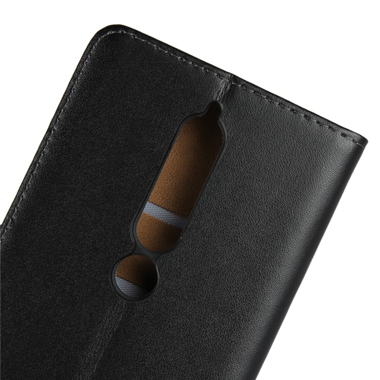 Split Leather Wallet Stand Flip Cover Case for Nokia 6 (2018) - Black-8