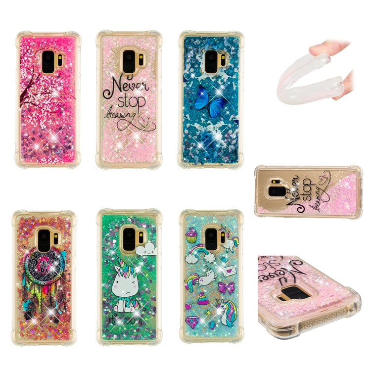 Patterned Liquid Glitter Powder Quicksand Shockproof TPU Back Cellphone Accessory Shell for Samsung Galaxy S9 SM-G960 - Never Stop-10