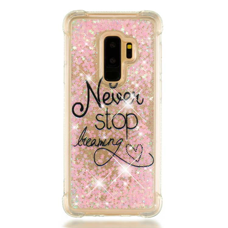 Patterned Liquid Glitter Powder Quicksand Shockproof TPU Back Case for Samsung Galaxy S9 Plus SM-G965 - Never Stop-4