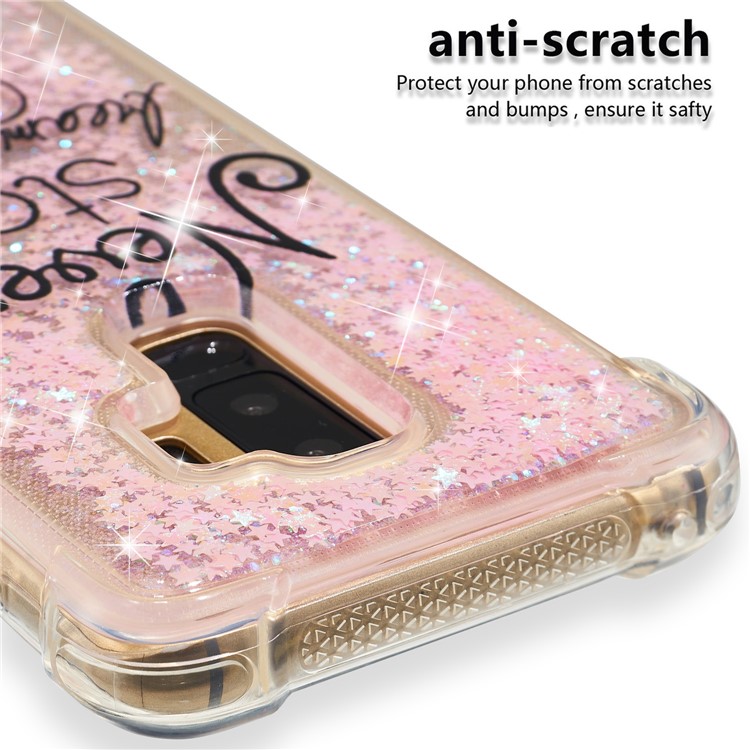 Patterned Liquid Glitter Powder Quicksand Shockproof TPU Back Case for Samsung Galaxy S9 Plus SM-G965 - Never Stop-5
