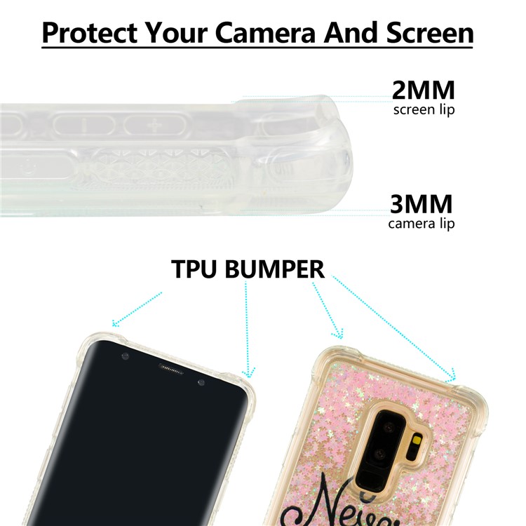 Patterned Liquid Glitter Powder Quicksand Shockproof TPU Back Case for Samsung Galaxy S9 Plus SM-G965 - Never Stop-8