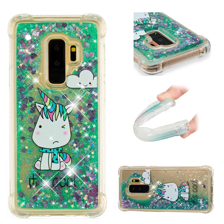 

Patterned Liquid Glitter Powder Quicksand Shockproof TPU Back Mobile Cover for Samsung Galaxy S9 Plus SM-G965 - Unicorn
