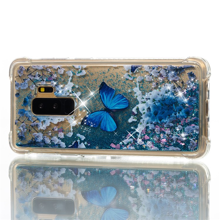 Patterned Liquid Glitter Powder Quicksand Shockproof TPU Back Cellphone Cover for Samsung Galaxy S9 Plus SM-G965 - Butterfly-2