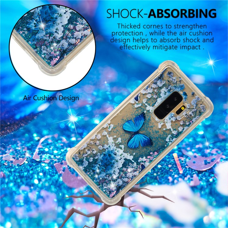 Patterned Liquid Glitter Powder Quicksand Shockproof TPU Back Cellphone Cover for Samsung Galaxy S9 Plus SM-G965 - Butterfly-3