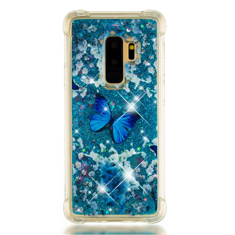 Patterned Liquid Glitter Powder Quicksand Shockproof TPU Back Cellphone Cover for Samsung Galaxy S9 Plus SM-G965 - Butterfly-4