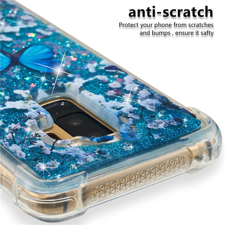 Patterned Liquid Glitter Powder Quicksand Shockproof TPU Back Cellphone Cover for Samsung Galaxy S9 Plus SM-G965 - Butterfly-5