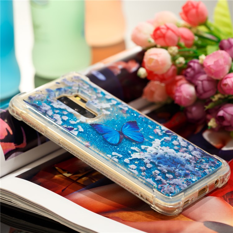 Patterned Liquid Glitter Powder Quicksand Shockproof TPU Back Cellphone Cover for Samsung Galaxy S9 Plus SM-G965 - Butterfly-6