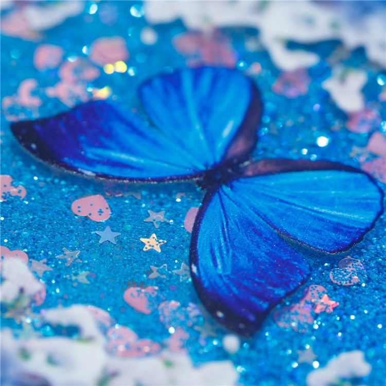 Patterned Liquid Glitter Powder Quicksand Shockproof TPU Back Cellphone Cover for Samsung Galaxy S9 Plus SM-G965 - Butterfly-7