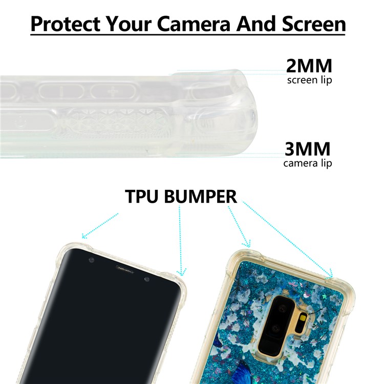 Patterned Liquid Glitter Powder Quicksand Shockproof TPU Back Cellphone Cover for Samsung Galaxy S9 Plus SM-G965 - Butterfly-8